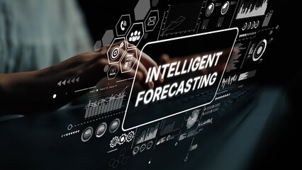 Hands Engaged in Data Analysis with Visual Graphics of Intelligent Forecasting and Business Metrics. Asymptotic smart data analytic.