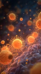 Fototapeta premium sequence showing immune cells activated by pollen causing inflammatory reactions in l tissues.