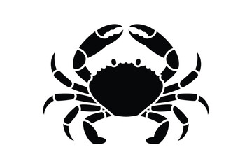 Simple black silhouette of a crab with open claws
