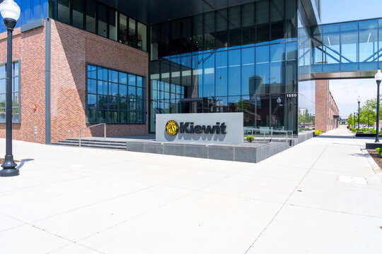 Omaha, NE, USA - May 7, 2023: Kiewit headquarters building in Omaha, NE, USA. Kiewit Corporation is an American privately held construction company. 