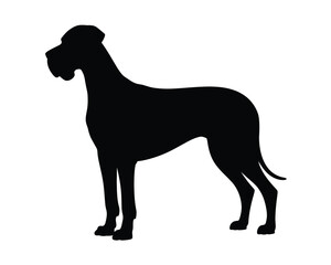 Silhouette of a great dane standing proudly on a white background