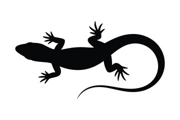 Black silhouette of a lizard with a curled tail