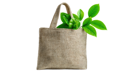 Eco-friendly recycle bag with bright lighting background isolated on a Transparent background, PNG file.