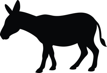 A black donkey silhouette stands calmly against a pure white transparent background today