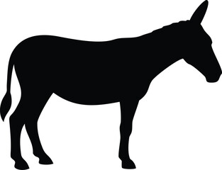 Isolated donkey silhouette presents an elegant animal form against a pristine white background