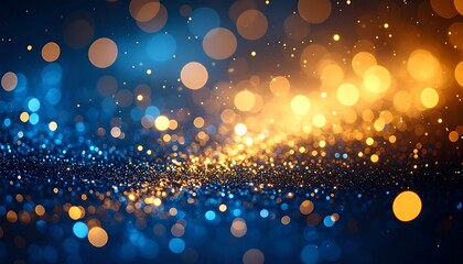 Abstract bokeh background with vibrant blue and gold lights