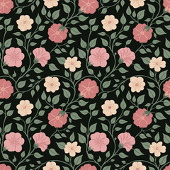 Seamless floral pattern. Flowers and Leaves Design Elements