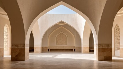 Fototapeta premium Subtle geometric details in modern mosque architecture