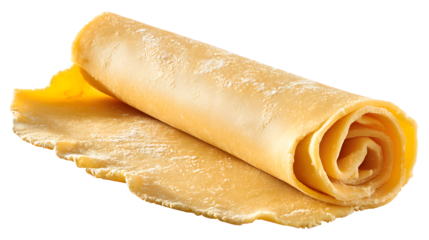 Unrolled and unbaked Shortcrust pastry dough recipe isolated on a white background