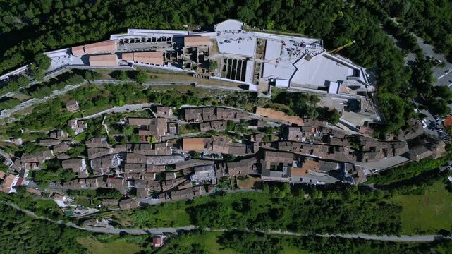Aerial view of Civitella del Tronto, a beautiful hilltop village in province of Teramo in Abruzzo