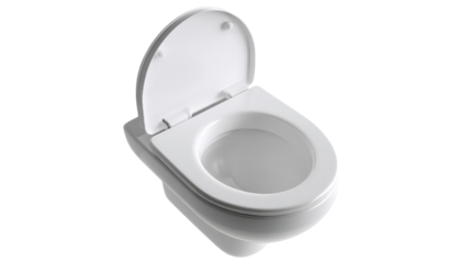 Eco-friendly toilet with dual flush, modern design top view, isolated on a Transparent background, PNG file.