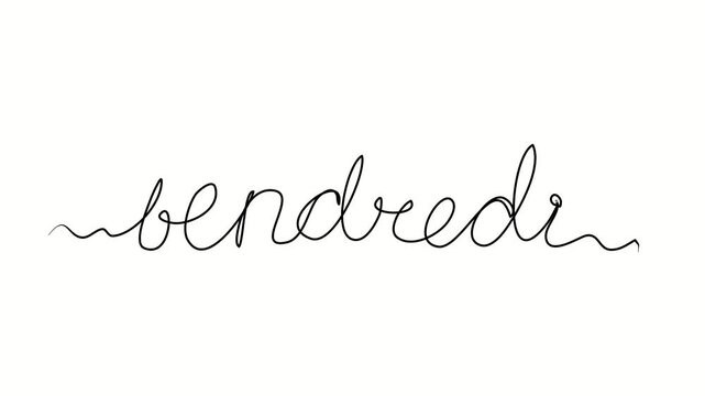 Friday text in French. One line drawing doodle hand drawn. Video 4k  object illustration, minimalism hand drawn sketch design modern new