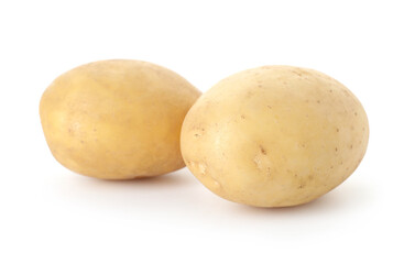 Two fresh raw potatoes isolated on white