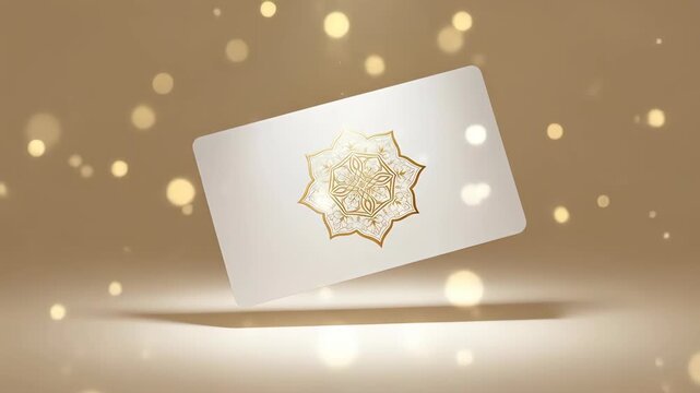 A luxurious gift card with a golden mandala design, symbolizing elegance, exclusivity, and premium quality, perfect for special occasions and rewards on a neutral background