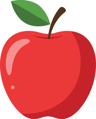 Vibrant red apple with green leaf fresh fruit icon