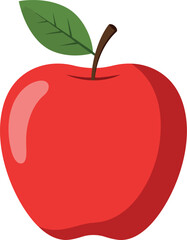 Red apple with green leaf fresh fruit illustration
