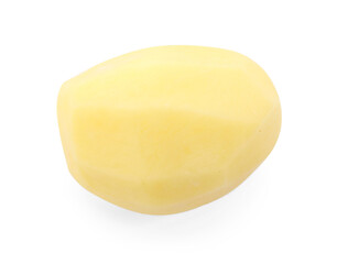 One peeled raw potato isolated on white