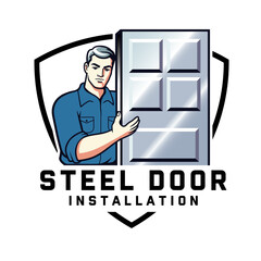 Steel Armored Door Installer Shield &ndash; Security Door Expert Emblem