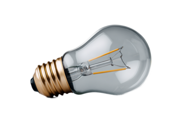 Light bulb is sitting on a transparent background