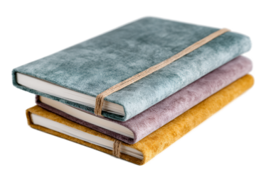 Three books stacked on top of each other with a yellow book on the bottom