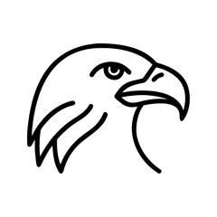 Simple eagle head line art icon. A minimalist vector graphic of a bird of prey profile.