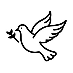 Peace dove with an olive branch. Simple line art icon and symbol of hope and love. sv (90).ai