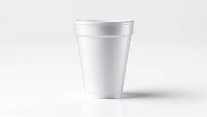 White Styrofoam cup on white background