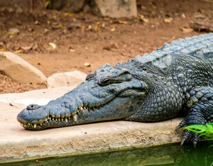 Fototapeta premium Croc resting near water