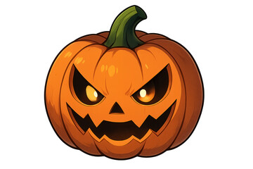 A lit halloween pumpkin, isolated against a transparent background