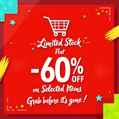 A bold eye-catching advertisement with a bright red background