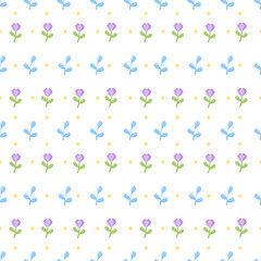 Pixel Art Floral Seamless Pattern