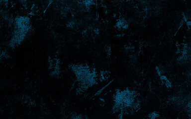 Abstract black background with grunge texture. Blue powder explosion on black background. Grungy dark canvas. Grunge background with space for text.