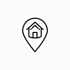 Home location marker line art map pin house
