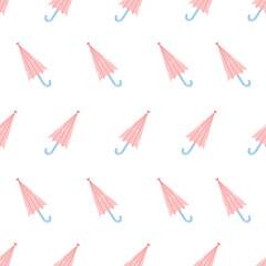 Seamless Pixelated Pink Umbrella Pattern