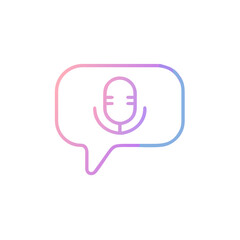 Microphone speech bubble neon gradient chat voice