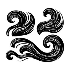 Fototapeta premium Black Ink Swirl Wave Icon Stylized Ocean Motif
