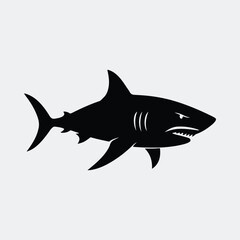 Silhouette great white shark predator in black vector illustration