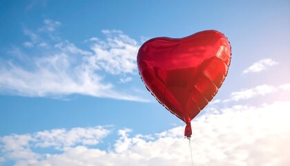 Fototapeta premium Romantic Red Heart Balloon Floating