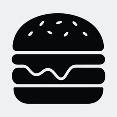 Silhouette hamburger icon a classic fast food vector illustration