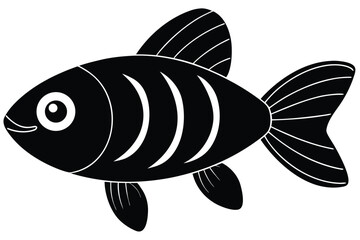 Isolated black and white reveals a simple cartoon fish illustration
