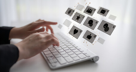 Social media engagement with interaction metrics showing comments, social media reactions, social...