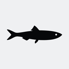 Silhouette herring fish swimming in the sea simple vector illustration