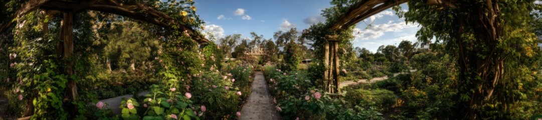 Hdr 360 degree panoramic garden landscape