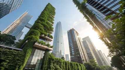 Obraz premium Green Skyscraper Cityscape with Lush Vertical Gardens