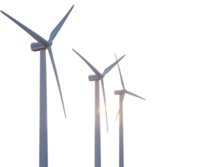 A Set of Wind Turbines Spinning in the Breeze Isolated on Transparent Background