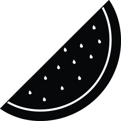 black silhouette a watermelon slice on white backg.eps