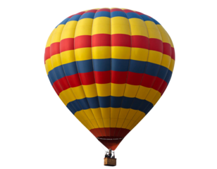 Brightly Colored Hot Air Balloon Floating in the Sky, Isolated on Transparent Background
