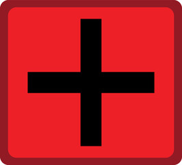 Obraz premium Black Plus Sign in Red Square on White Background addition positive