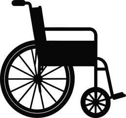 black silhouette a wheelchair on white background.eps