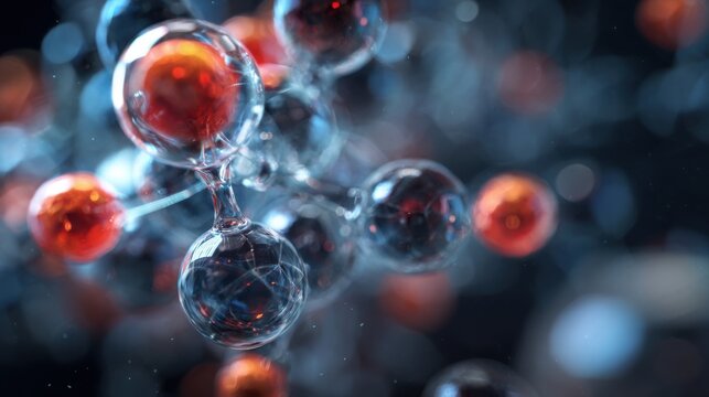 glowing spheres molecular structure